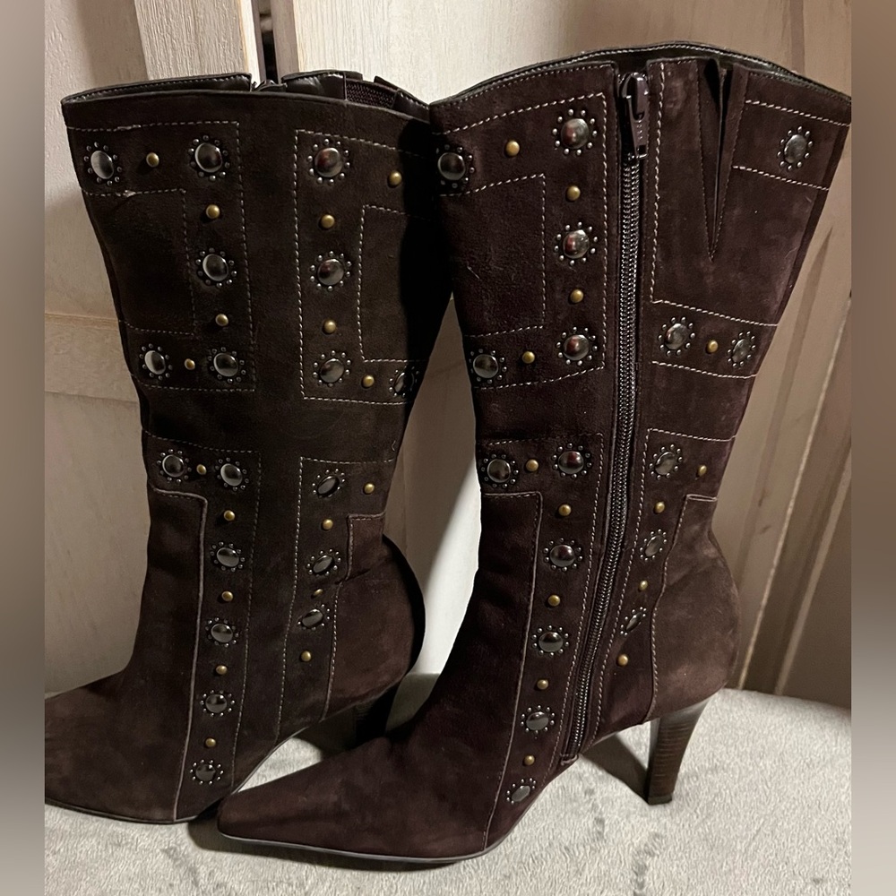 Antonio Melani Vivica Studded Brown Knee-High Boots
